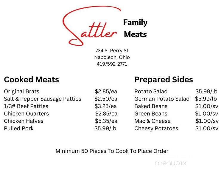 Sattler Family Meats - Napoleon, OH menu_pic