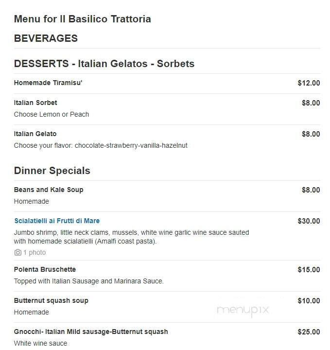 Il Basilico Trattoria - Lutherville-Timonium, MD menu_pic