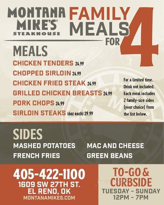 Montana Mike's - El Reno, OK menu_pic