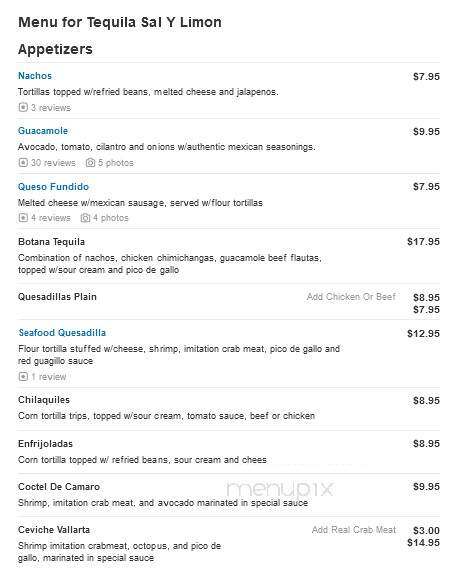 Tequila Sal y Limon - Suffern, NY menu_pic