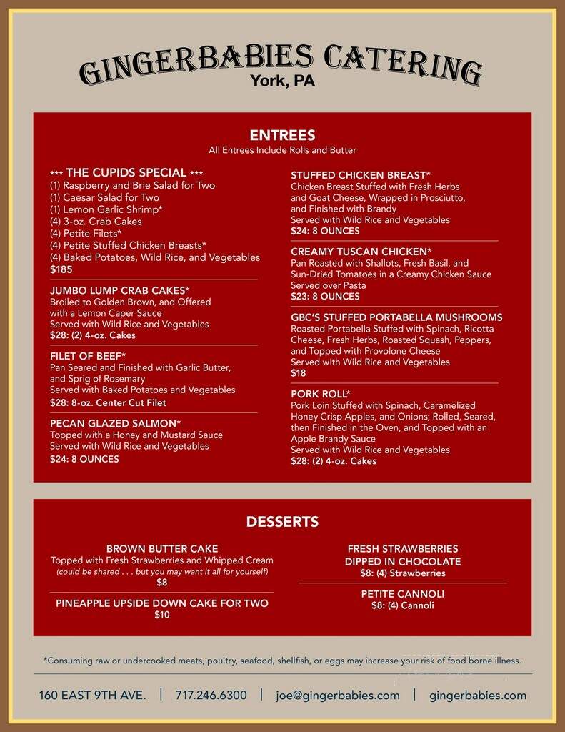 GingerBabies Catering LLC - York, PA menu_pic