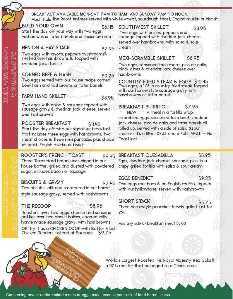 Rooster's Barn & Grill - Rochester, MN menu_pic