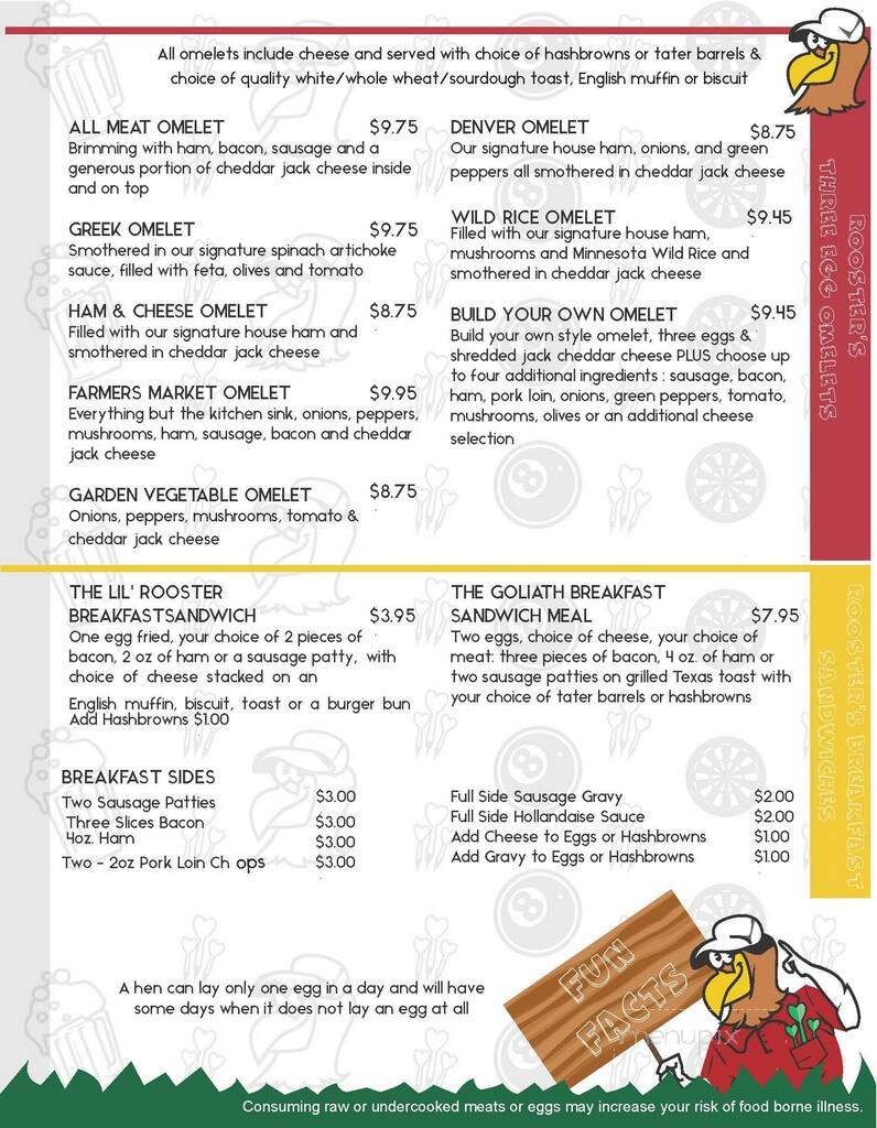 Rooster's Barn & Grill - Rochester, MN menu_pic