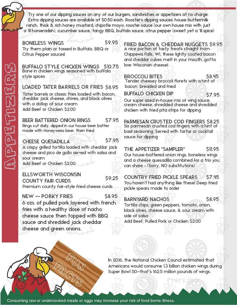 Rooster's Barn & Grill - Rochester, MN menu_pic