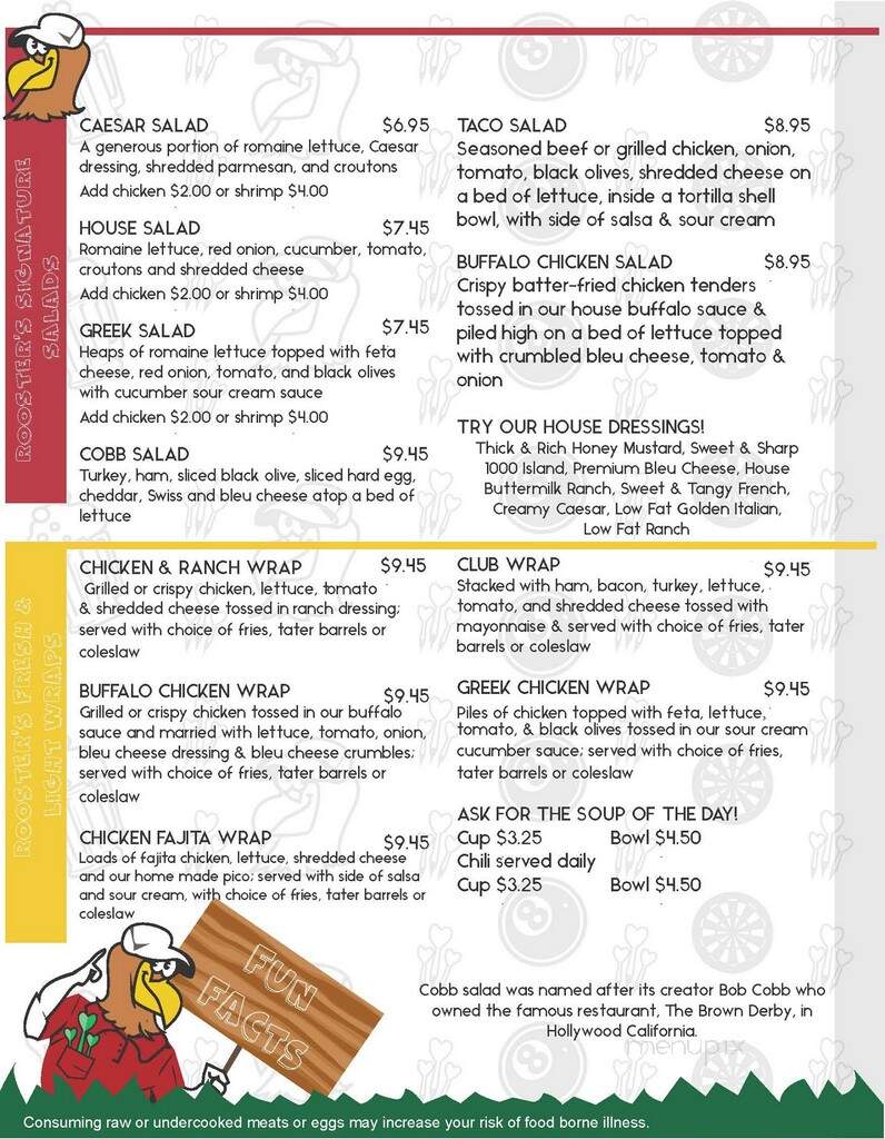Rooster's Barn & Grill - Rochester, MN menu_pic
