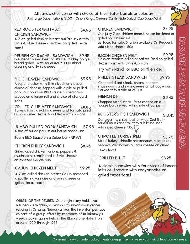 Rooster's Barn & Grill - Rochester, MN menu_pic