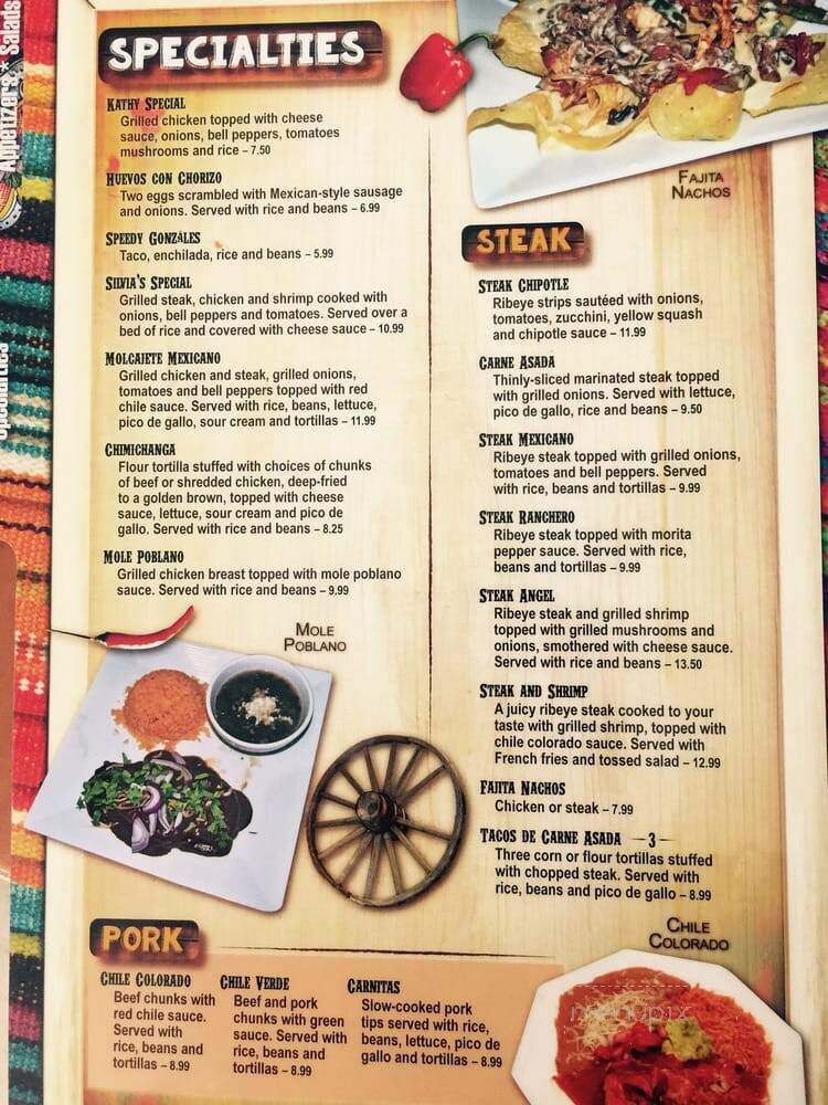 Silvia's Mexican Restaurant - Checotah, OK menu_pic