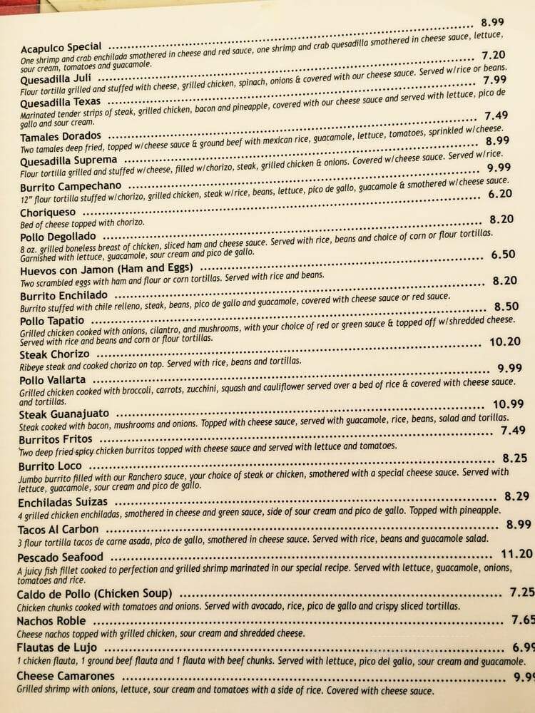 Silvia's Mexican Restaurant - Checotah, OK menu_pic