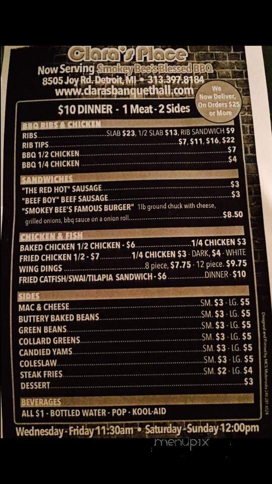 Clara's Place - Detroit, MI menu_pic