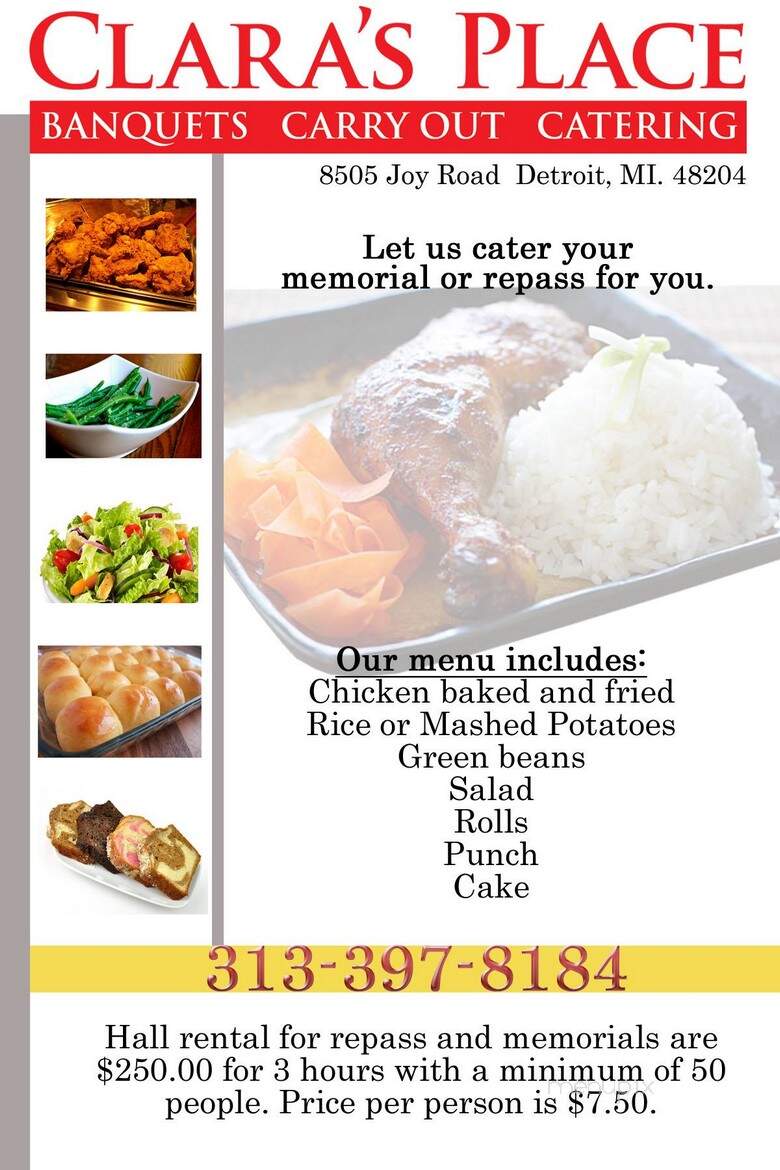 Clara's Place - Detroit, MI menu_pic