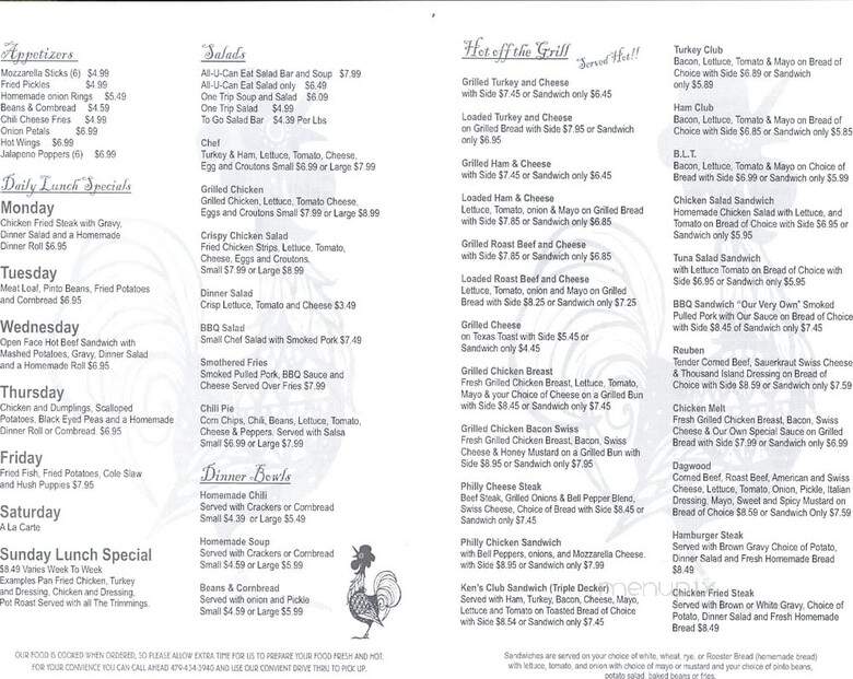 Red Rooster - Alma, AR menu_pic