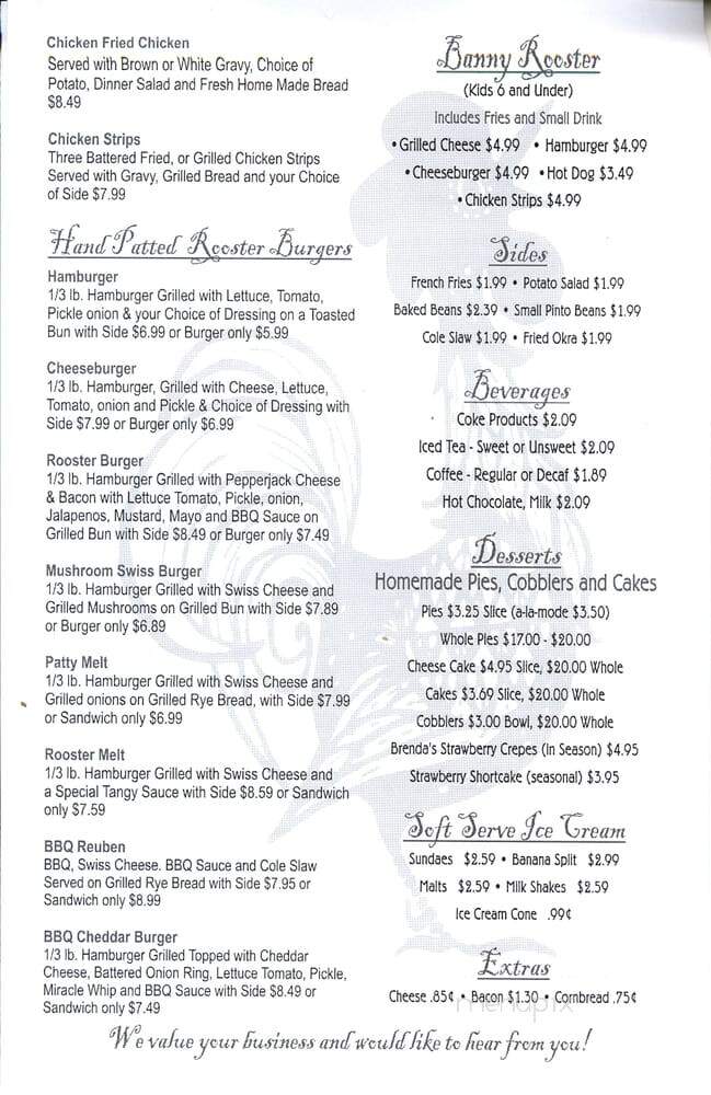 Red Rooster - Alma, AR menu_pic