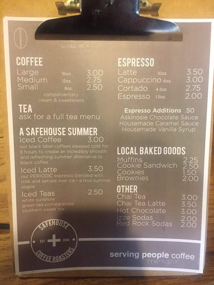 Safehouse Coffee and Tea - Griffin, GA menu_pic