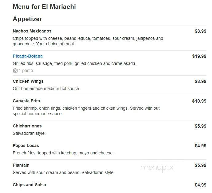 El Mariachi - Columbus, OH menu_pic
