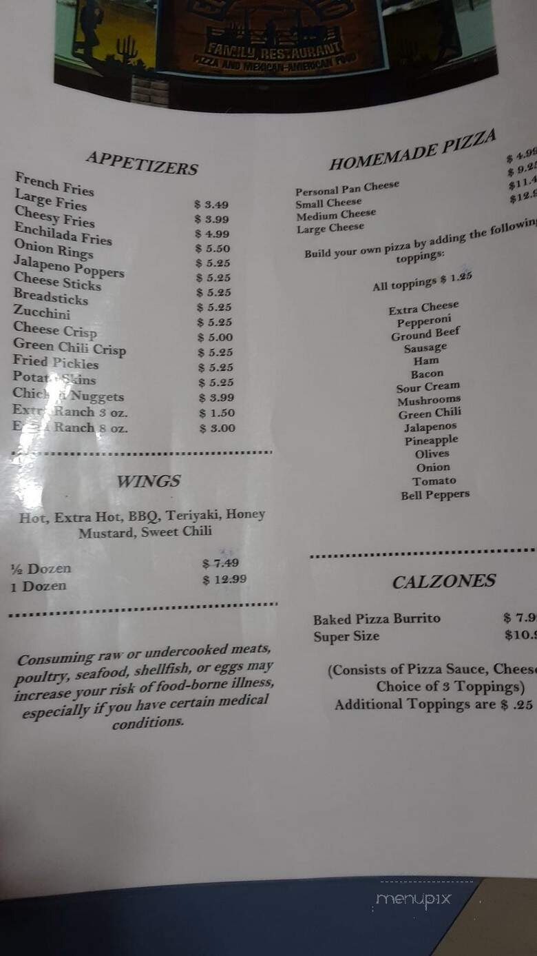El Coralito - Clifton, AZ menu_pic