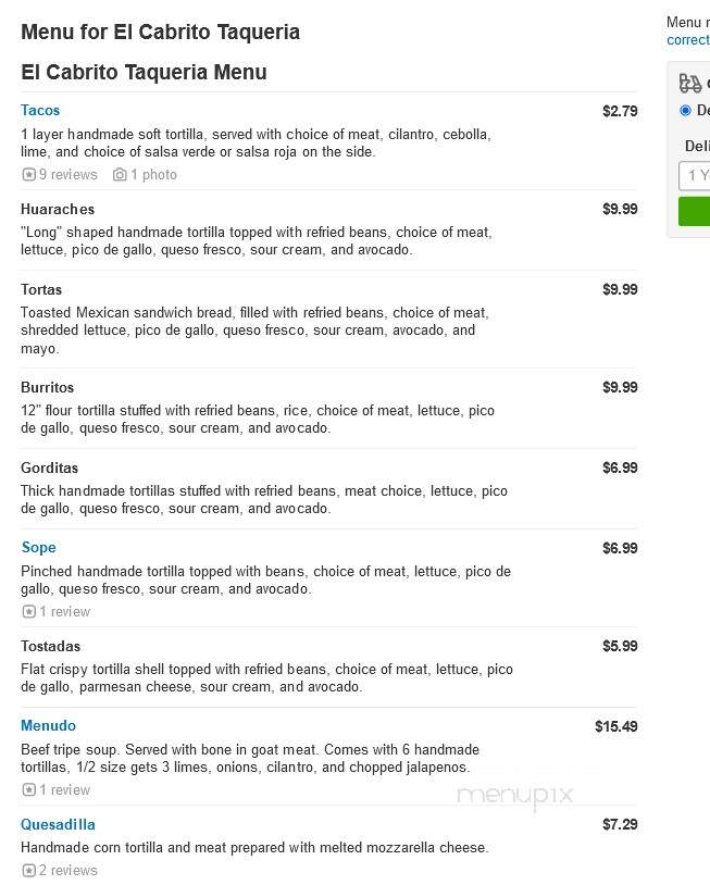 El Cabrito Taqueria - Haines City, FL menu_pic