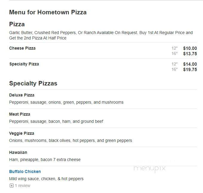 Hometown Pizza - Clarkston, MI menu_pic