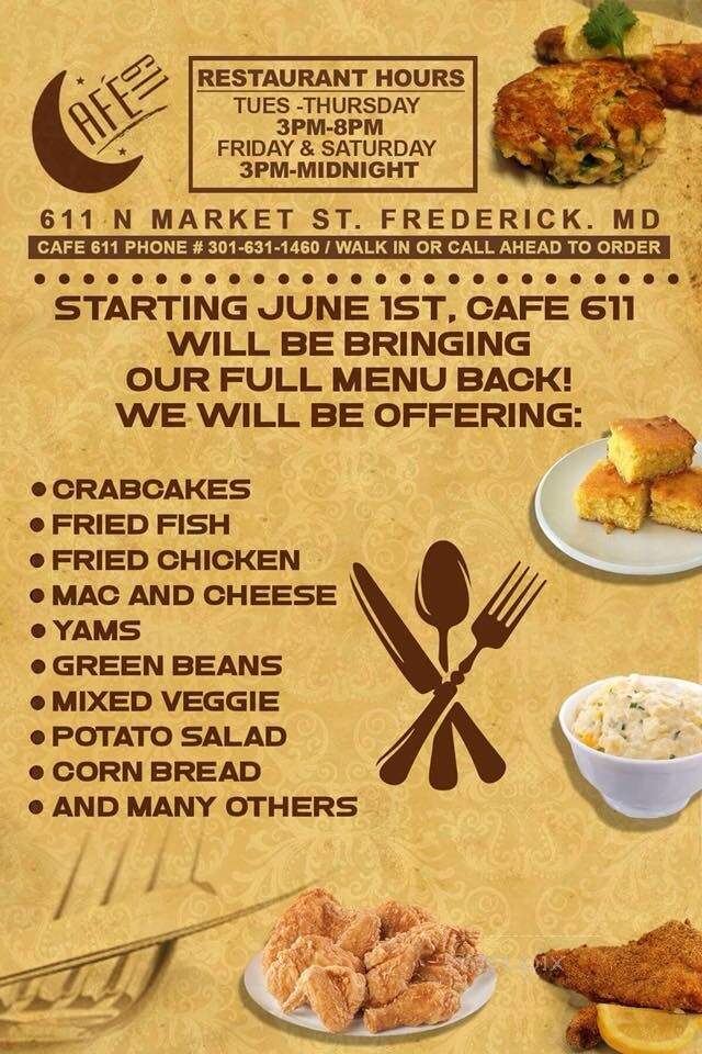 Cafe 611 - Frederick, MD menu_pic