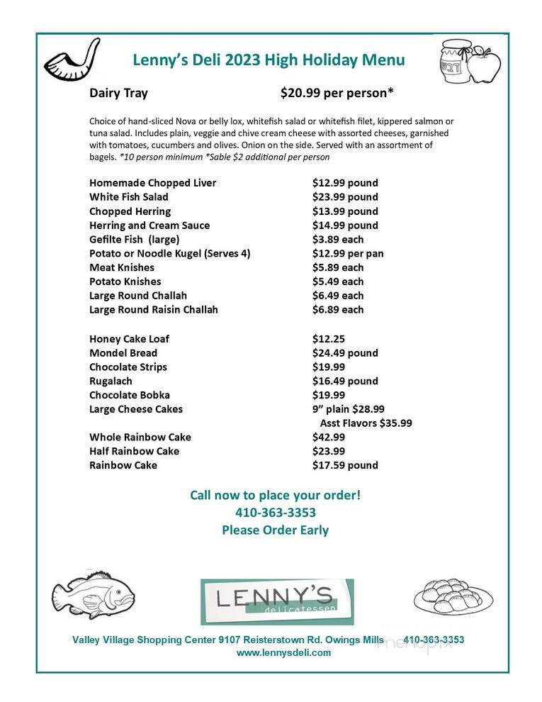 Lenny's Delicatessen - Owings Mills, MD menu_pic