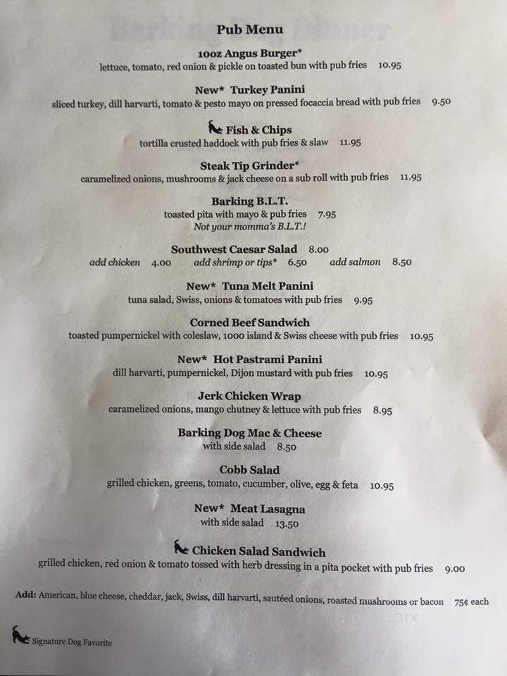 Barking Dog Bar & Grill - Amesbury, MA menu_pic
