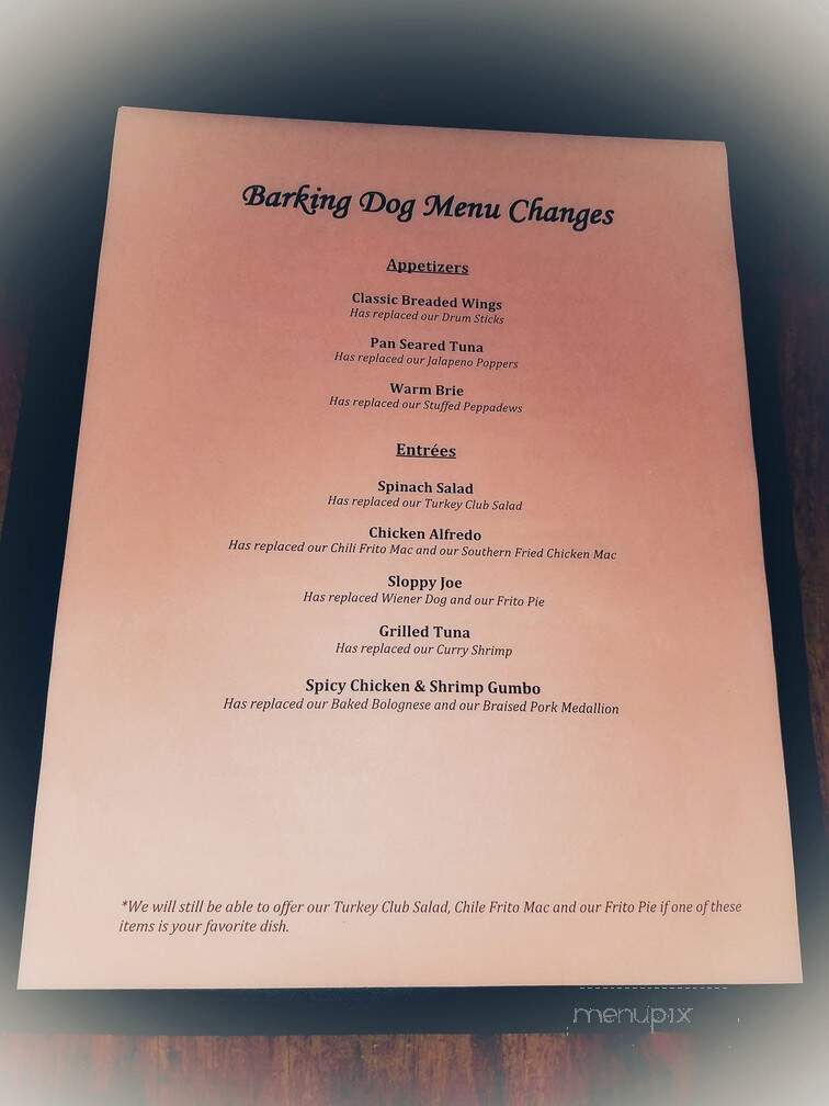 Barking Dog Bar & Grill - Amesbury, MA menu_pic