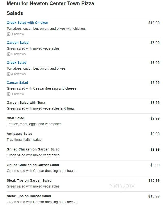 Newton Center Town Pizza - Newton, MA menu_pic