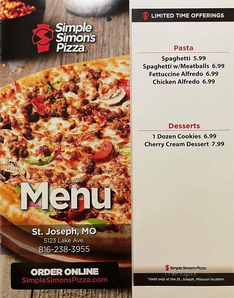 Simple Simon's Pizza - Saint Joseph, MO menu_pic