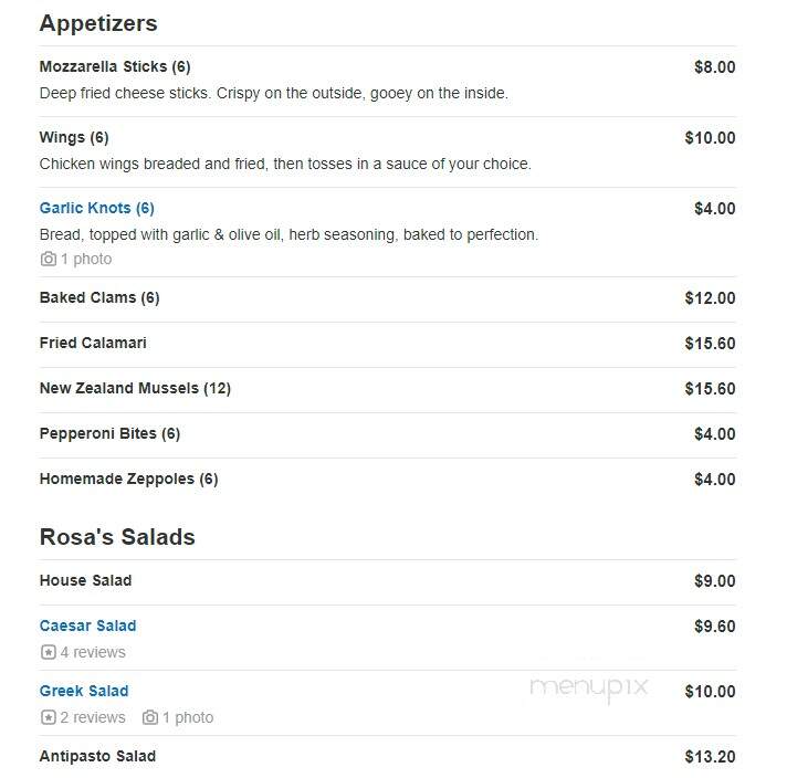 Rosa's Pizza - Huntington, NY menu_pic