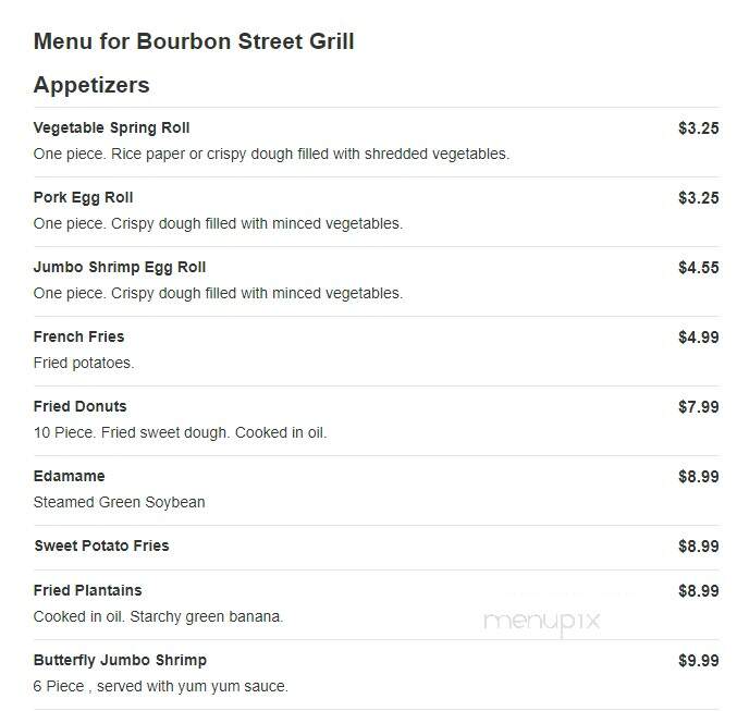 Bourbon Street Grill - Glen Allen, VA menu_pic