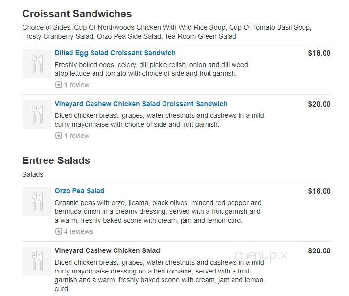 Secret Garden Gift Shop & Tea - Sumner, WA menu_pic