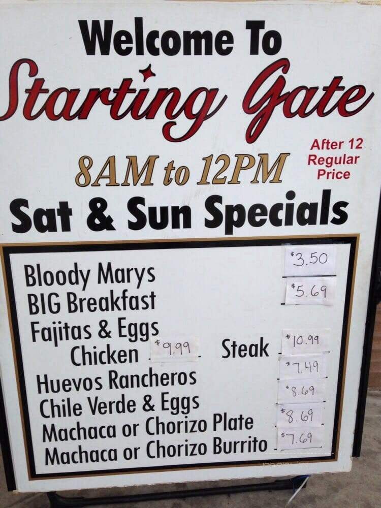 Starting Gate - Los Alamitos, CA menu_pic