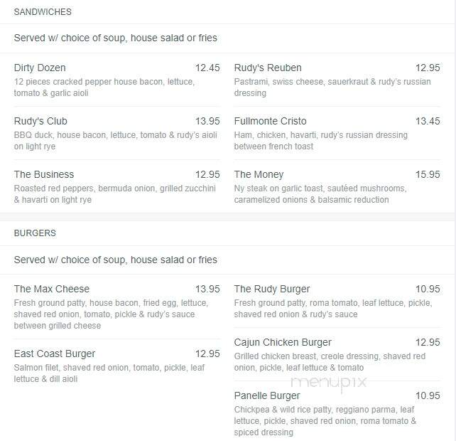 Rudy's Eat & Drink - Winnipeg, MB menu_pic