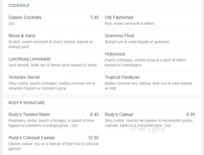 Rudy's Eat & Drink - Winnipeg, MB menu_pic