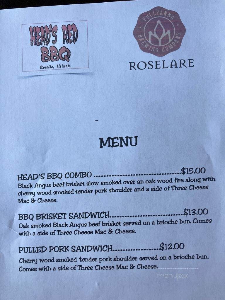 Pollyanna Brewing - Roselle, IL menu_pic