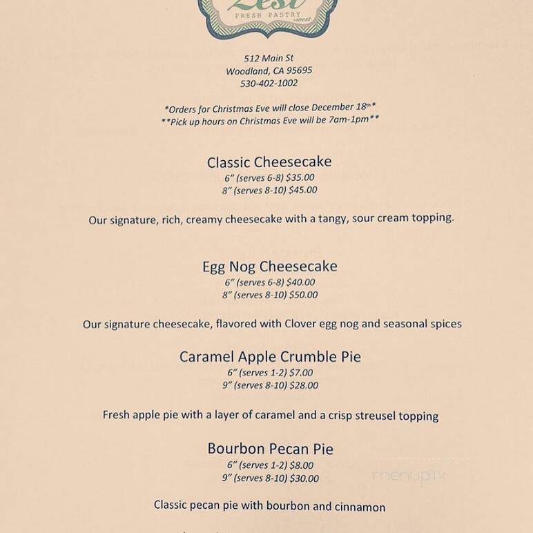Zest Fresh Pastry - Woodland, CA menu_pic