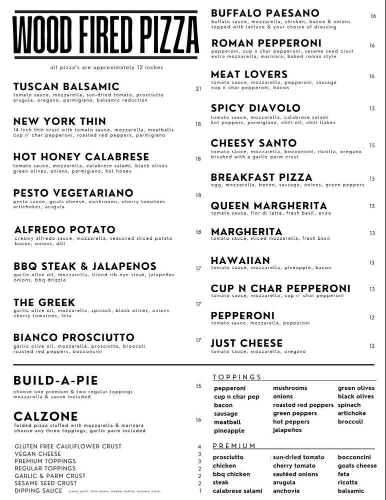 The Lock Wood Fired Pizza - Port Colborne, ON menu_pic