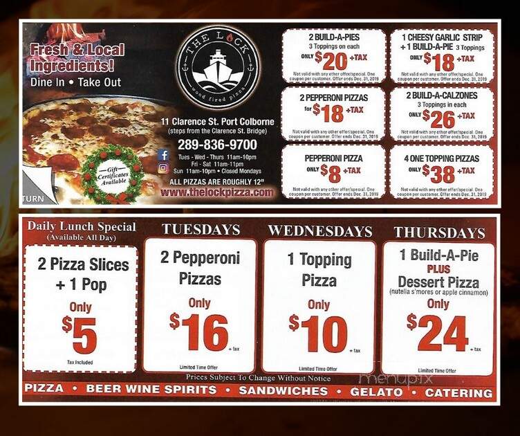 The Lock Wood Fired Pizza - Port Colborne, ON menu_pic