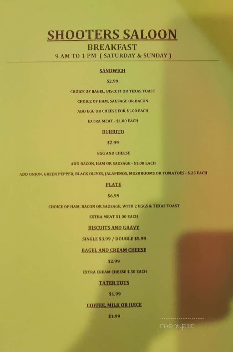 Shooters Saloon - Elsberry, MO menu_pic