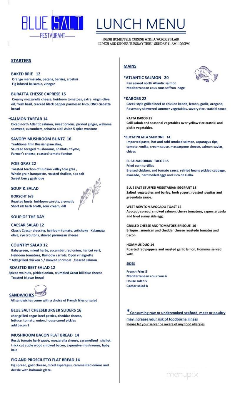 Blue Salt - Newton, MA menu_pic