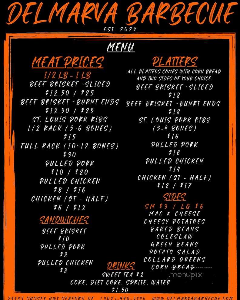 Delmarva Barbeque - Seaford, DE menu_pic