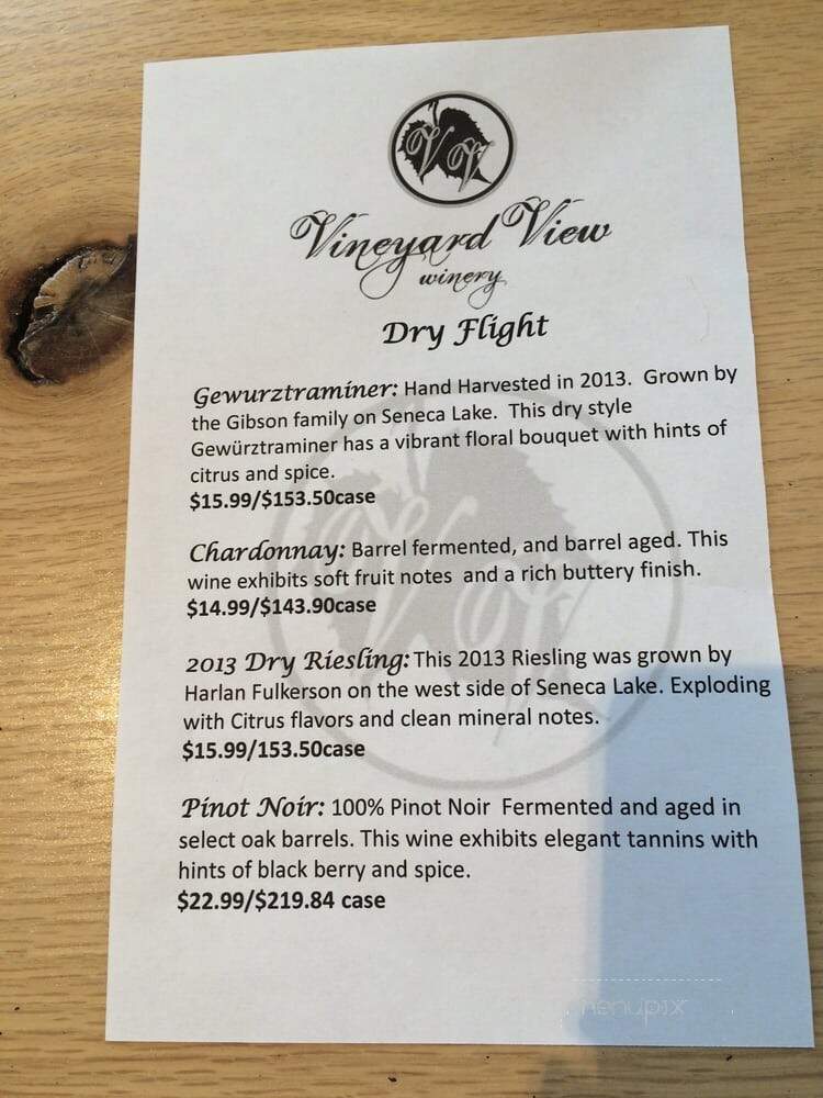 Vineyard View Winery - Keuka Park, NY menu_pic