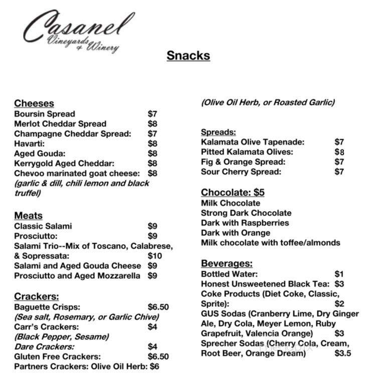 Casanel Vineyards - Leesburg, VA menu_pic