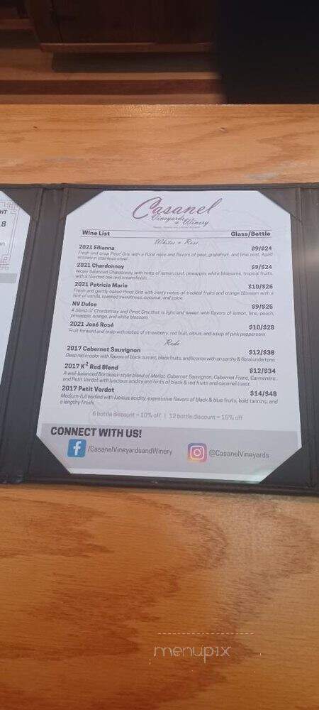 Casanel Vineyards - Leesburg, VA menu_pic