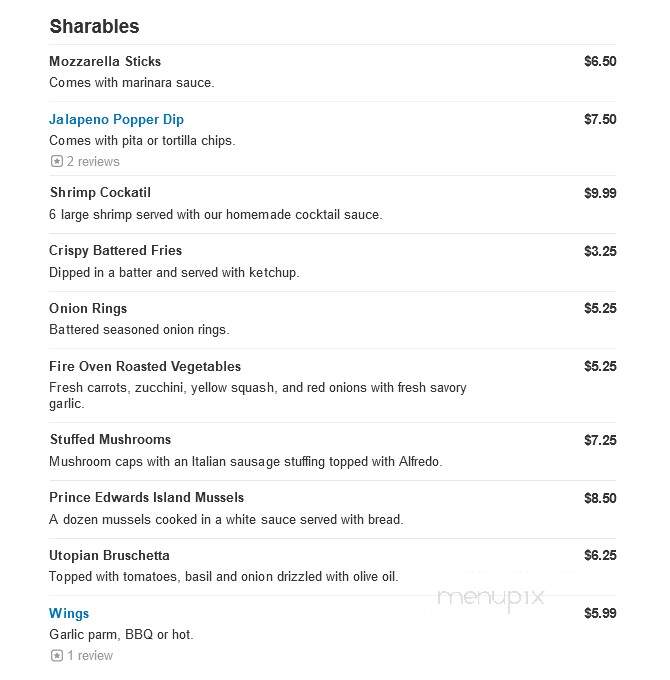 Utopia Brick Oven Restaurant - Logan, OH menu_pic