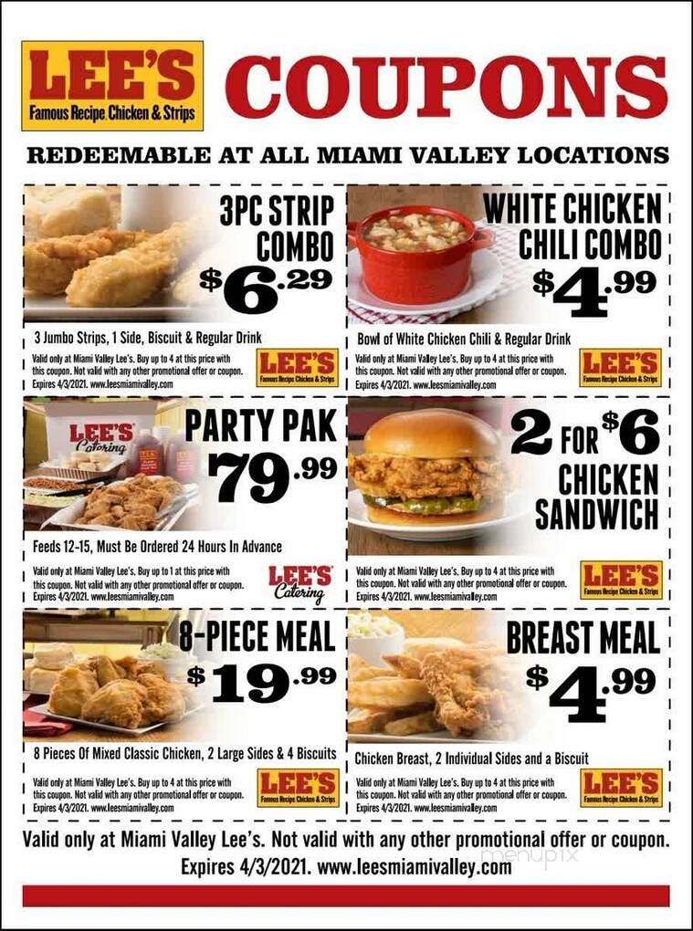 Lee's Famous Recipe Chicken - New Carlisle, OH menu_pic