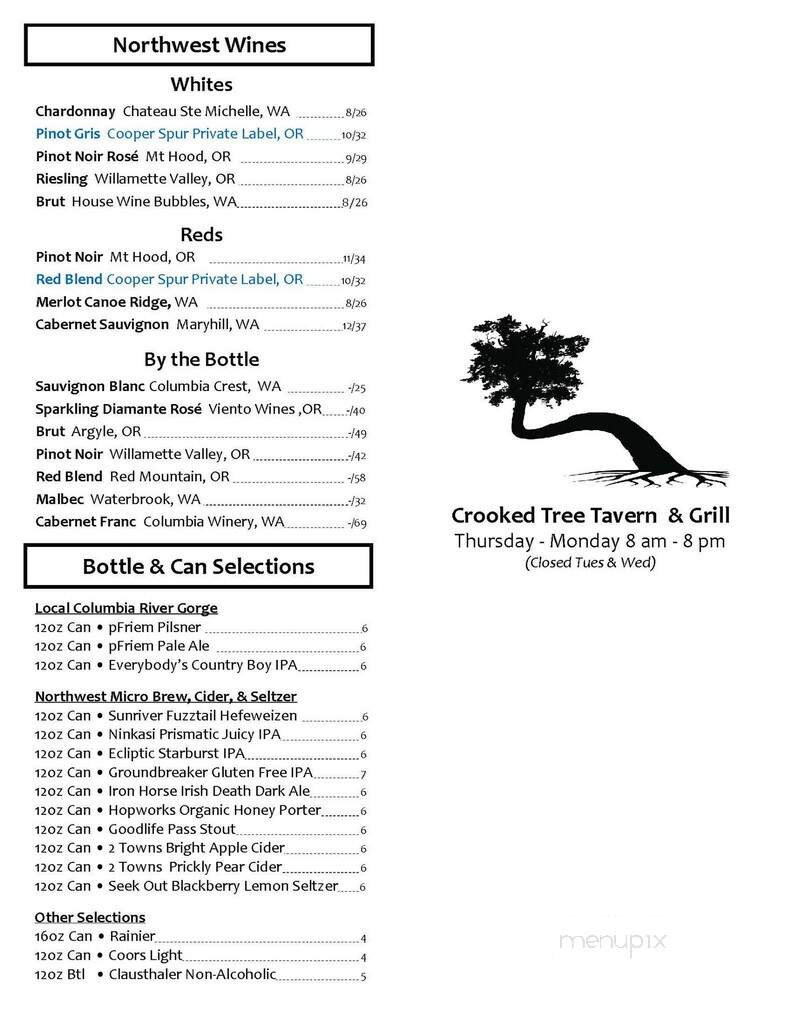 Cooper Spur Mountain Resort - Mount Hood-Parkdale, OR menu_pic