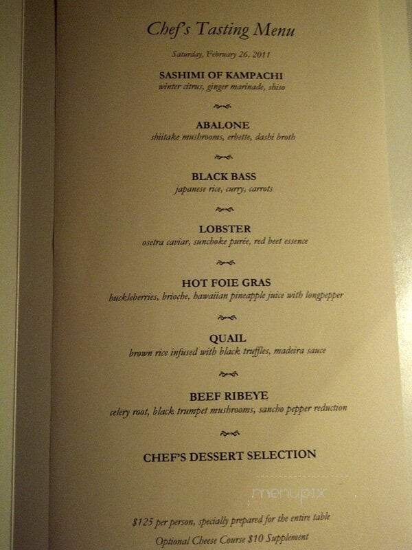 Ritz-Carlton Dining Room - San Francisco, CA menu_pic