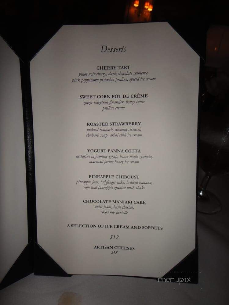 Ritz-Carlton Dining Room - San Francisco, CA menu_pic