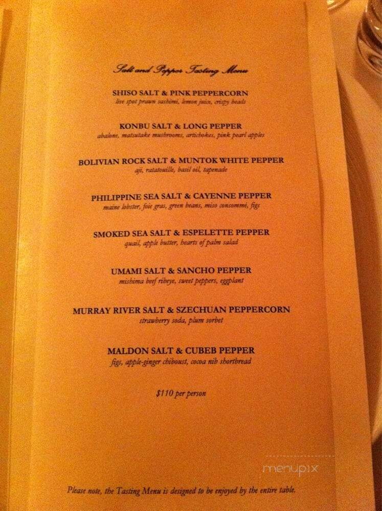 Ritz-Carlton Dining Room - San Francisco, CA menu_pic