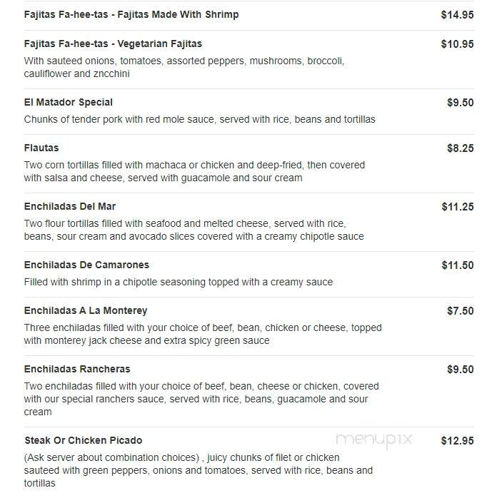 El Matador West - Milwaukee, WI menu_pic